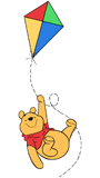 Winnie the Pooh flying a kite