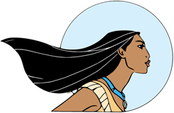 Pocahontas profiled against the moon