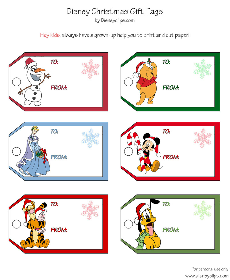 Printable Disney Christmas Gift Tags