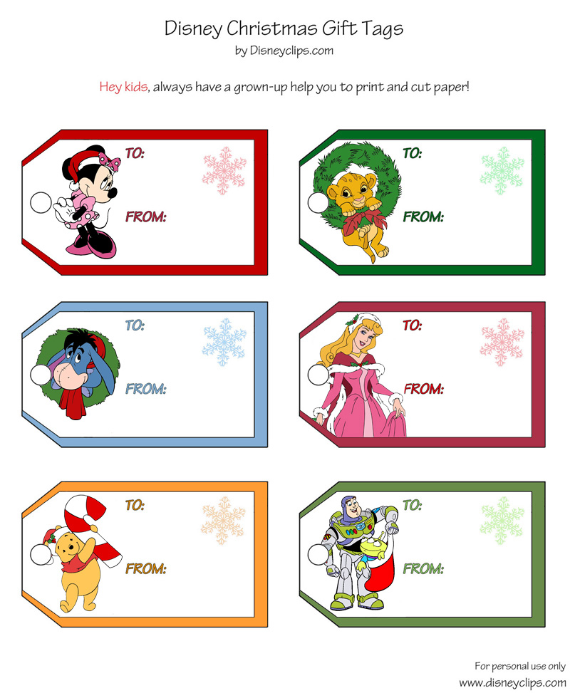 Printable Disney Christmas Gift Tags | Disneyclips.com