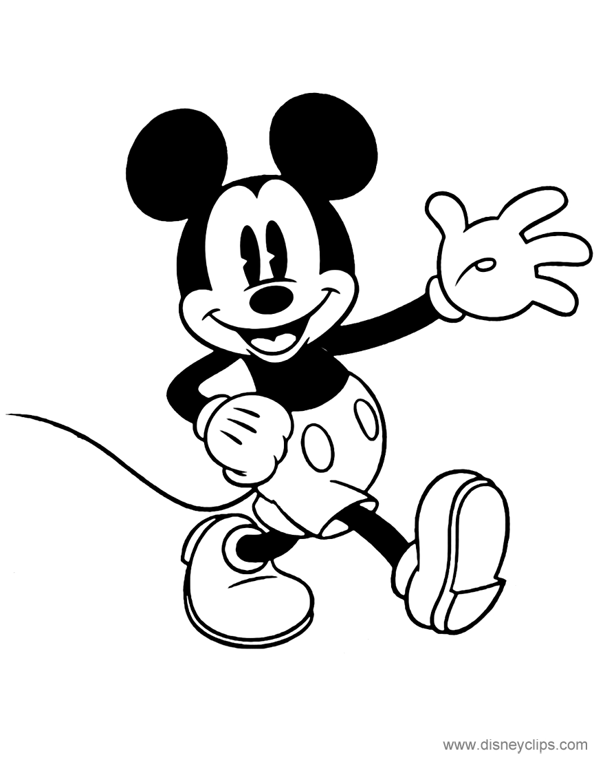 mickey coloring classic mouse disneyclips pdf waving disney funstuff