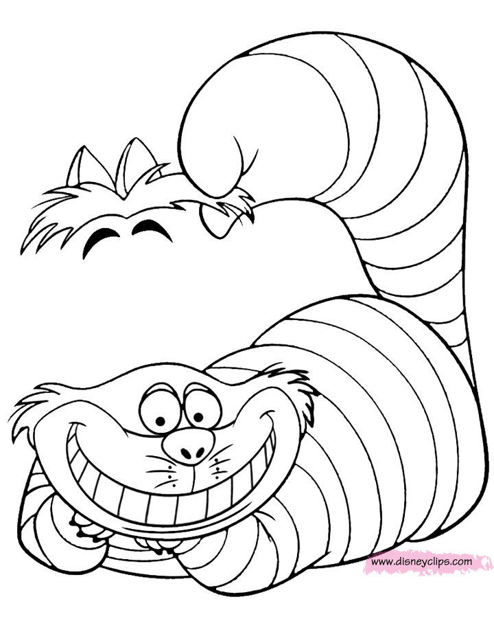 Alice Wonderland Cheshire Cat Coloring Pages Sketch Coloring Page