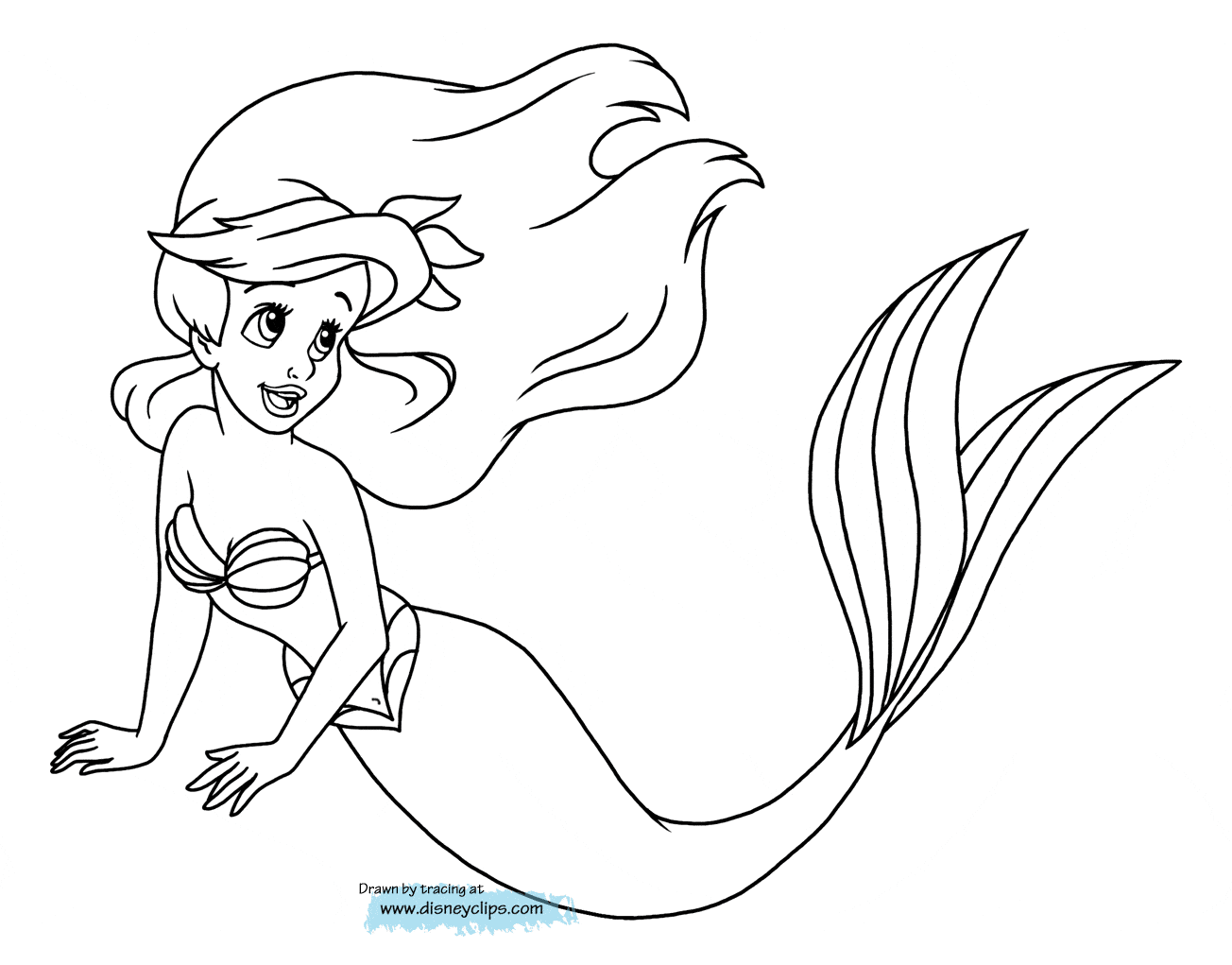 coloring ariel mermaid disneyclips wearing flower hair funstuff