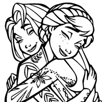 Anna and Elsa hugging Frozen 2 coloring page