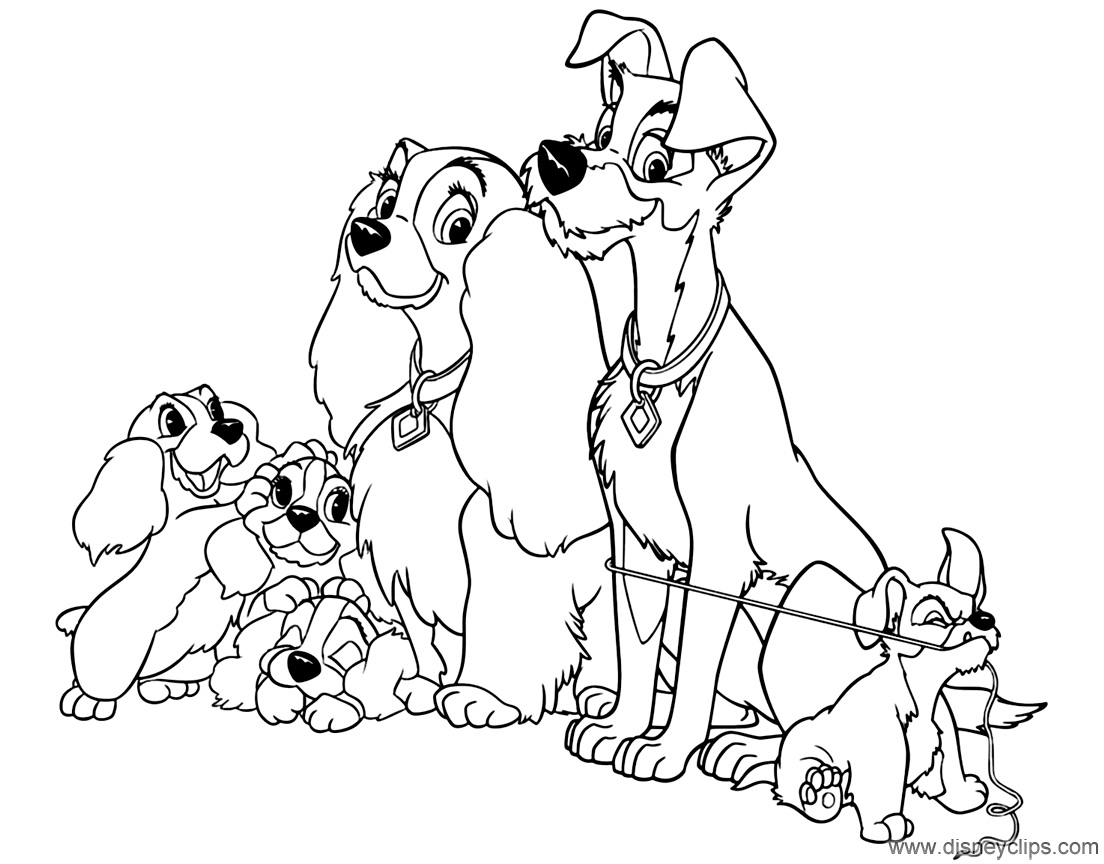 Lady and the Tramp Coloring Pages (2) | Disneyclips.com