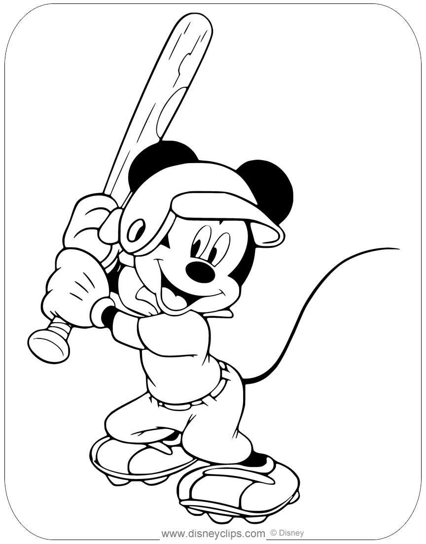 Mickey Mouse Baseball Coloring Pages | Disneyclips.com