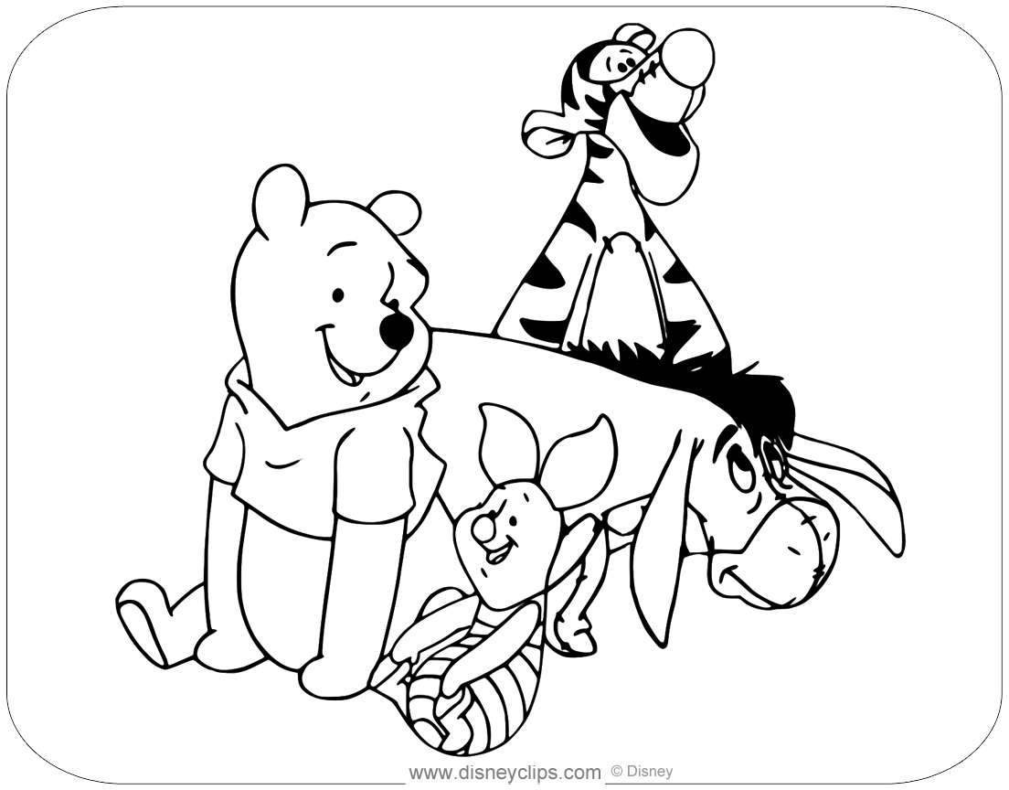 winnie the pooh mixed group coloring pages  disneyclips