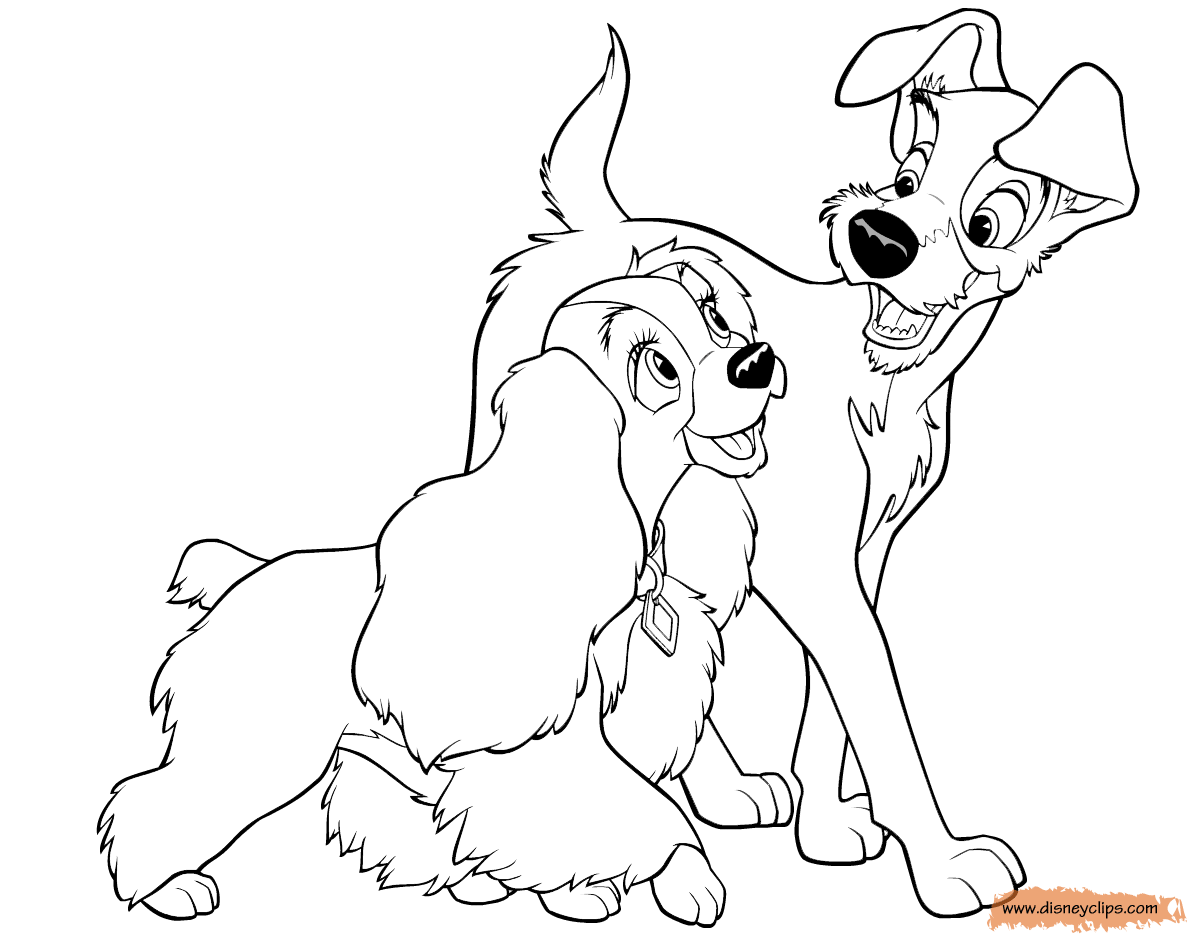 Lady and the Tramp Printable Coloring Pages - Disney Coloring Book
