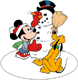 Mickey, Pluto building snowman