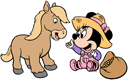 Baby Minnie feeding baby horse