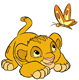 Baby Simba chasing butterfly
