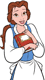 Belle holding a book