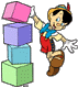 Pinocchio stacking blocks