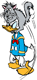 Donald Duck with a cat on his head