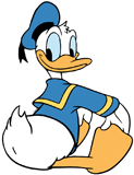 Donald Duck sitting down, back view