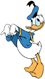 Donald Duck standing on his tippy toes