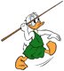 Donald Duck throwing javelin