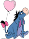 Eeyore with a heart-shaped balloon