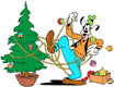 Goofy decorating Christmas tree