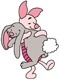 Piglet carrying a bunny rabbit