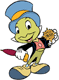 Jiminy Cricket holding official conscience badge