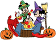 Mickey, Goofy, Donald and Minnie apple bobbing