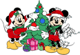 Mickey, Minnie Mouse decorating Christmas tree