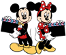 Mickey and Minnie Mouse holding clapperboards