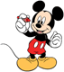 Mickey Mouse holding a crayon