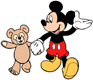 Mickey Mouse walking with Duffy the Bear
