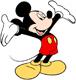 Mickey Mouse with his hands up