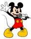 Mickey Mouse singing into a microphone
