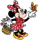 Minnie carrying a basket of flowers