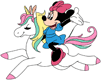 Minnie riding her unicorn