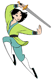 Mulan training with a sword