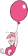 Piglet floating from balloon