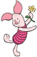 Piglet holding a flower