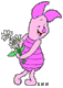 Piglet holding flowers