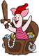 Piglet in a treasure chest