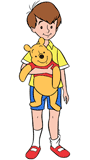 Christopher Robin holding Winnie the Pooh in his arms