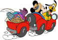 Mickey, Pluto in car, going fishing