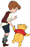 Winnie the Pooh and Christopher Robin walking hand in hand