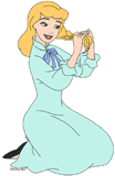 Cinderella braiding her hair in her nightgown
