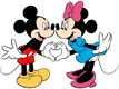 Mickey, Minnie forming a heart with their hands