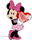 Minnie Mouse holding heart-shaped box of chocolates