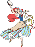 Ariel dancing with a tambourine
