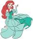 Ariel sitting in green dress
