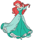 Ariel brushing hair with fork in green dress