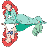 Human Ariel staring at her mermaid reflection