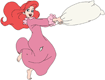 Ariel in her nightgown having a pillow fight
